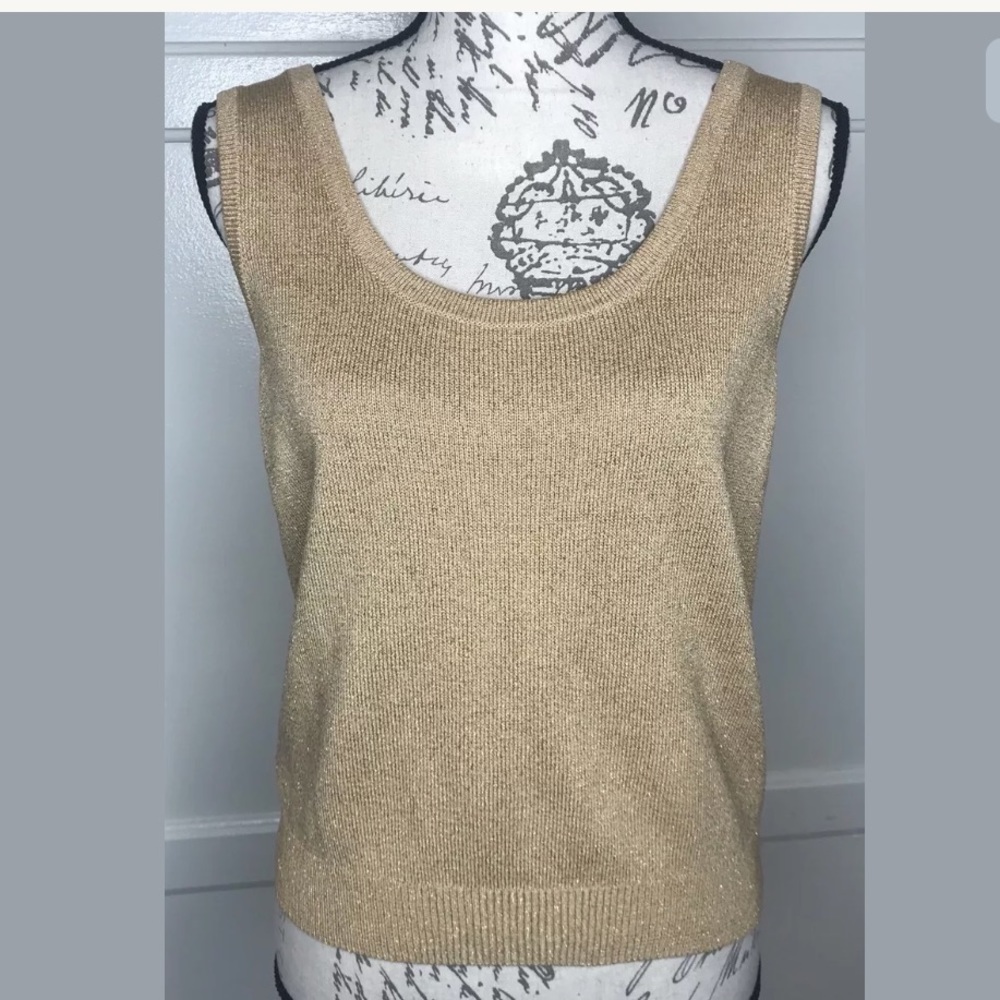 St John Gold Yellow Knit Shell Tank Top Sleeveless